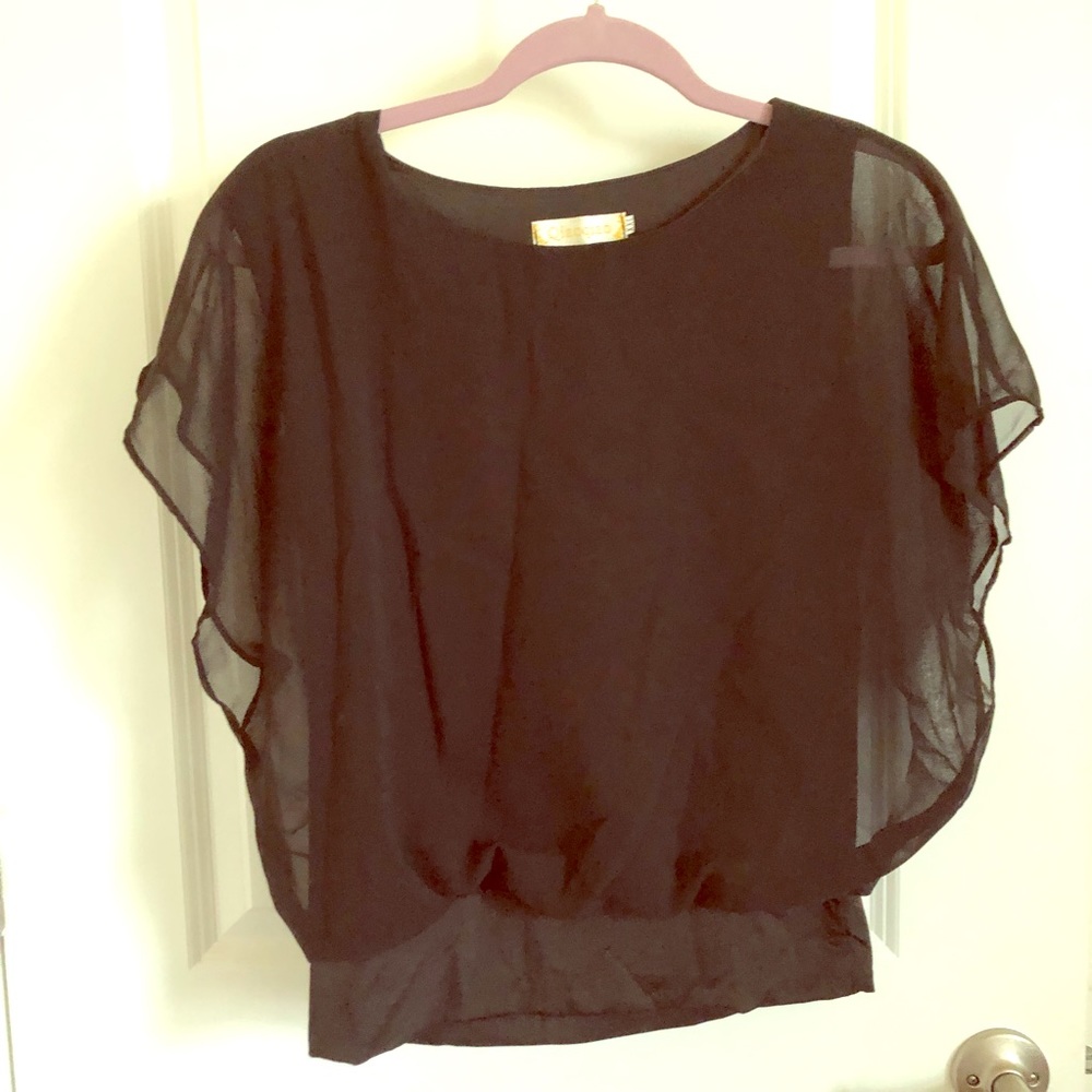 Black sheer sleeve top NWOT size XXL
